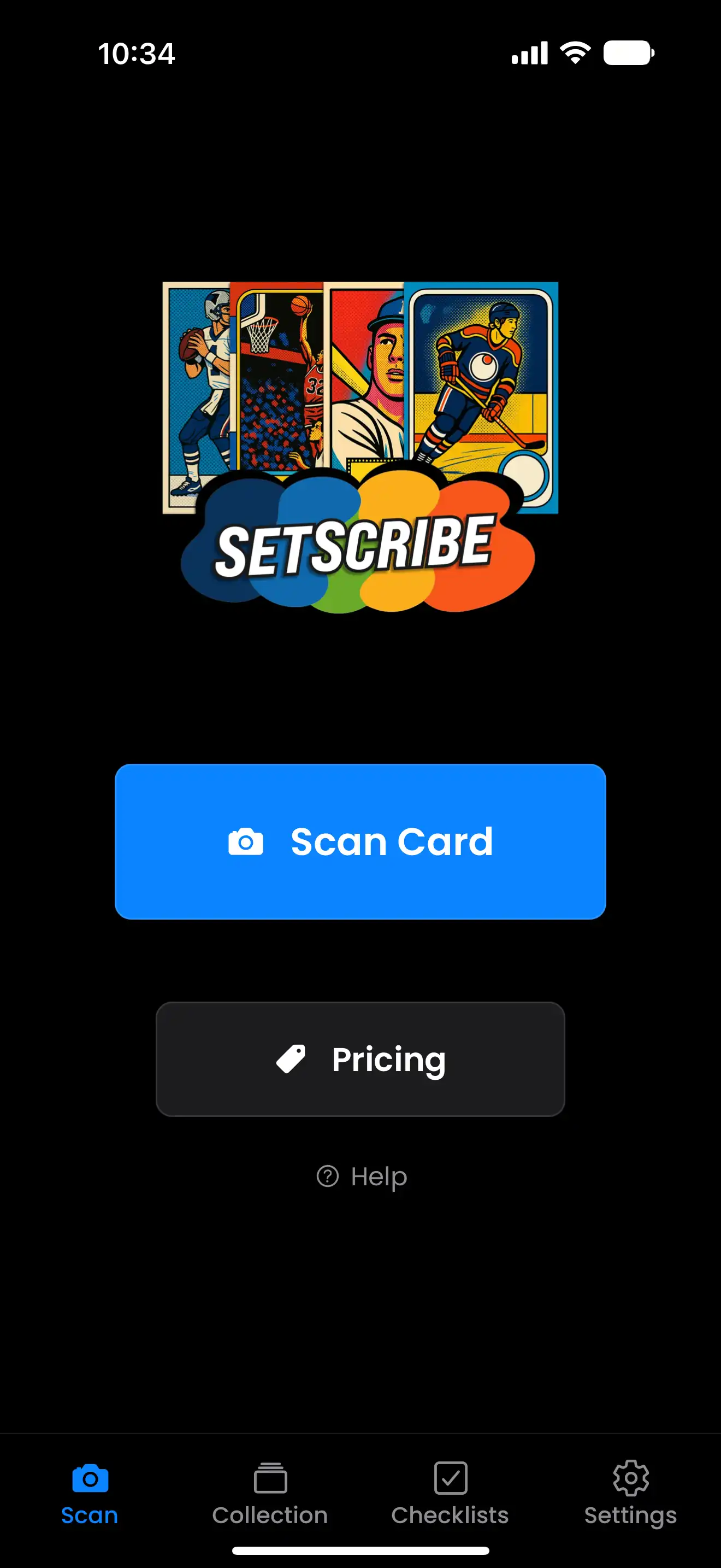 Mobile AI scanner interface showing card identification