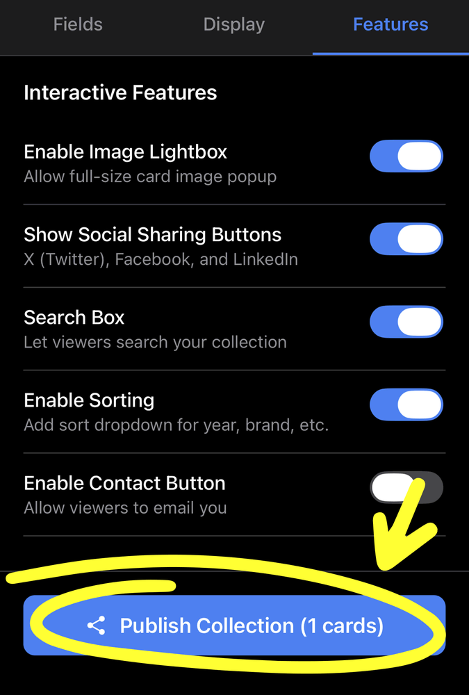 Publish button on iOS