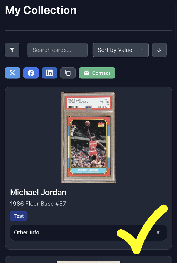 Example of a newly shared collection on iOS