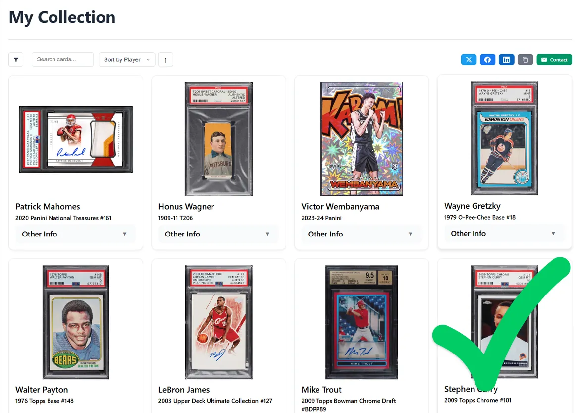 Example of a newly shared collection on Web